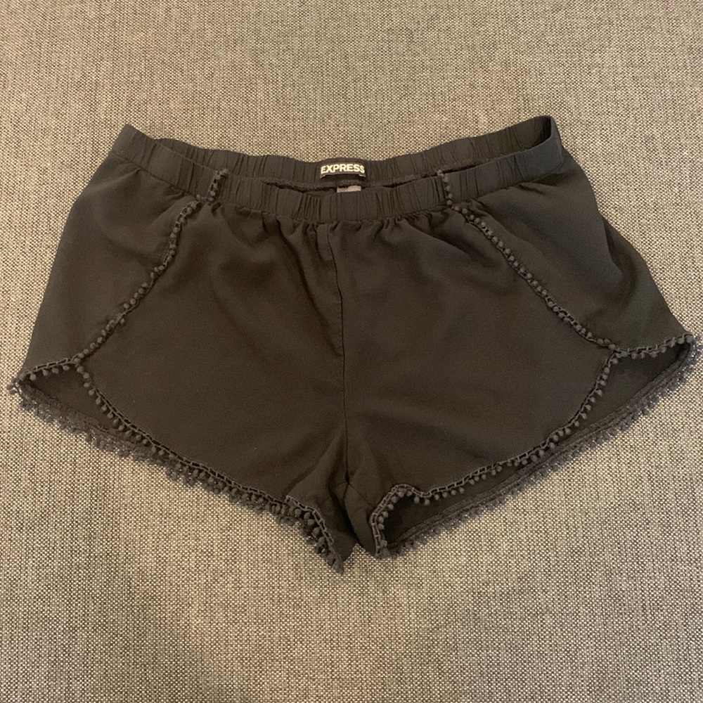 Express black beach shorts tulip hem size L